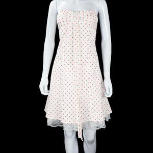 BCX Fit Flare Pink Dot Lace Slip Halter Dress